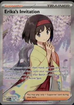 Pokemon TCG Scarlet & Violet 151 Erika's Invitation Full Art Holo Card 196/16JC - Image 1