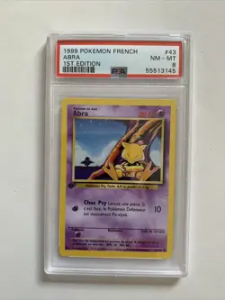 French Base Abra 43/102 Graded Pokemon Card - PSA 8 1st Edition - Image 1
