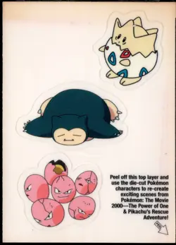 topps Pokemon The Movie 2000 Sticker Card #10 Snorlax Togepi Exeggcute White - Image 1