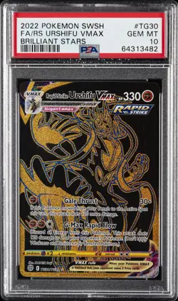2022 POKEMON SWORD & SHIELD #TG30 FULL ART/RAPID STRIKE URSHIFU VMAX PSA 10 - Image 1