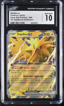 ZAPDOS EX 151 Promo #049 CGC 10 Gem Mint Pokemon [Nostalgium] - Image 1