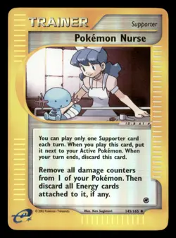 Lightly Played Pokemon Nurse 145/165 Reverse Holo Expedition Base Set Uncommon - Image 1