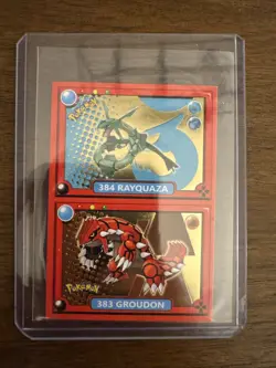 POKEMON POKEDEX Sticker #383-384 RAYQUAZA / GROUDON 2022 PERU HOLOFOIL - Image 5