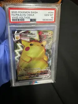 2020 POKEMON SWORD & SHIELD VIVID VOLTAGE #044 FA/PIKACHU VMAX PSA 10 - Image 1