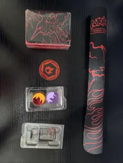 Pokemon Destined Rivals Team Rocket Moltres UPC Deck Box Coin Play Mat No Cards - Image 1