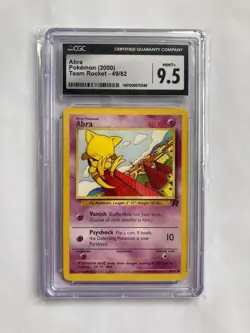 CGC 9.5 MINT+ Abra 1st Edition Team Rocket 49/82 Pokemon 2000 Non-Holo Card RARE - Image 1