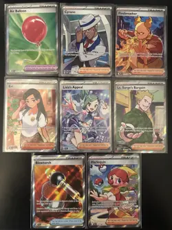Pokemon TCG Holofoil Full Art Trainer Lot Of 8 Cards - Image 1