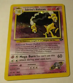 Pokemon TCG Gym Challenge Sabrina's Alakazam 16/132 Holo Card 2000 Played Vtg - Image 2