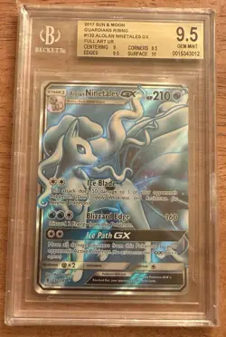 2017 Pokemon Sun & Moon Guardians Rising Full Art Alolan Ninetales GX BCCG 9.5 - Image 1