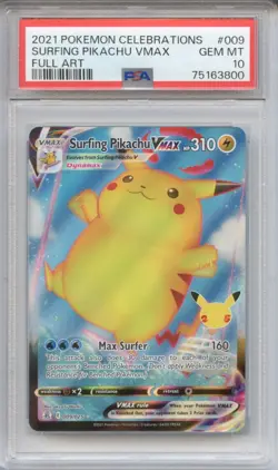 PSA 10 Surfing Pikachu VMAX #009 - 2021 Pokemon Celebrations - Image 1