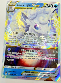 Pokemon Karte TCG Vulpix VSTAR 034/195 Silberne Sturmwinde Englisch Holo Rare NM - Image 1