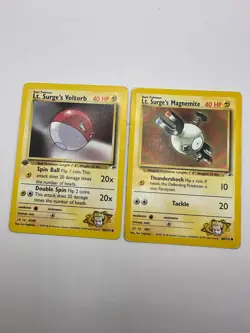 Pokemon Karte TCG Lt. Surge Voltorb 80+84/132 1.Gym Heros Vintage Englisch LP-GD - Image 2