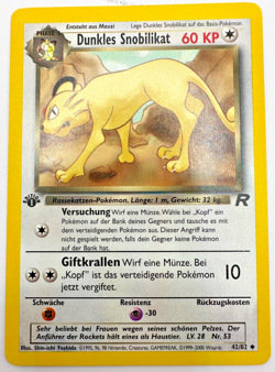 Pokemon Karte TCG Dunkles Snobilikat 42/82 1.Team Rocket Holo Vintage Rare DE EX - Image 1