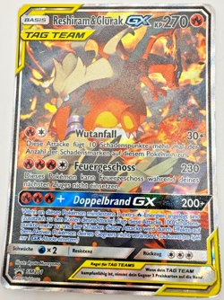 Pokemon Karte TCG Reshiram&Glurak GX SM201 Black Star Promo Holo Rare Deutsch GD - Image 1