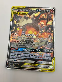 Pokemon Karte TCG Reshiram&Glurak GX SM201 Black Star Promo Holo Rare Deutsch GD - Image 2