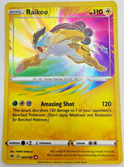 Pokemon Karte TCG Raikou 050/185 Farbenschock Amazing Holo Rare Englisch NM - Image 1