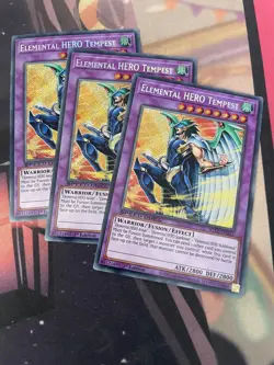 YUGIOH - ELEMENTAL HERO TEMPEST X3 - SECRET RARE - NM - SGX2 - 1ST ED - Image 1