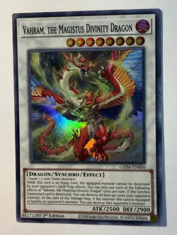 Vahram, the Magistus Divinity Dragon GEIM-EN006 Super Rare 1st Edition LP Yugioh - Image 1