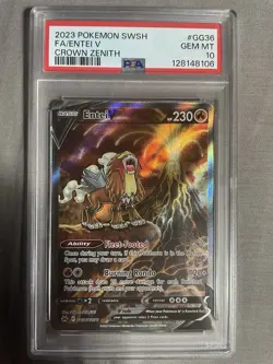 Entei v GG36/GG70 Crown Zenith Alternate Art Pokemon Card PSA 10 FA 2023 - Image 1