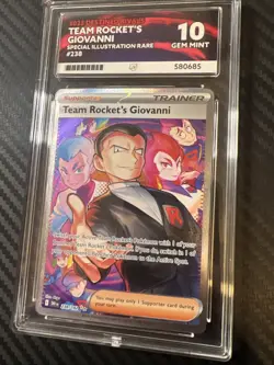 Pokemon TCG Destined Rivals Team Rockets Giovanni Card 238/182 ACE Graded 10 - Image 2