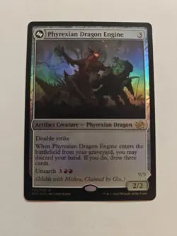 Phyrexian Dragon Engine -Double-Sided Foil- Brothers War Rare Meld BRO mtg LP - Image 1