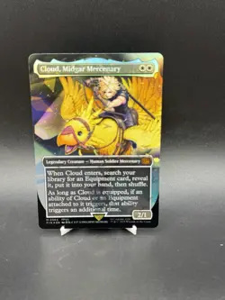 Cloud, Midgar Mercenary Borderless Chocobo Track Foil x1, MTG, FIN, NM - Image 1