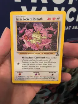 LP Team Rocket's Meowth Pokemon Card | Black Star Promo | WoTC Promos 18/53 - Image 1
