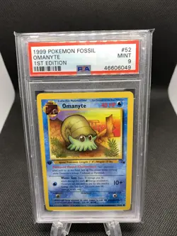 Pokemon 1st Edition Fossil Omanyte 52/62 PSA 9 Mint 1999 Vintage WOTC - Image 1