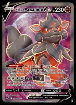 Hisuian Arcanine V (Full Art) 179/195 SWSH12: Silver Tempest Pokemon - Image 1