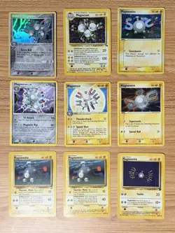 9x Pokemon Cards Magneton Magnemite Lot - Holo Rare Base Set 1999 Vintage TCG - Image 1