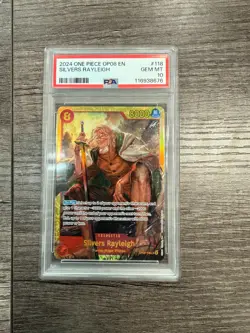 English PSA 10 2024 ONE PIECE Card SILVERS RAYLEIGH OP08-118 SEC Two Legends - Image 1