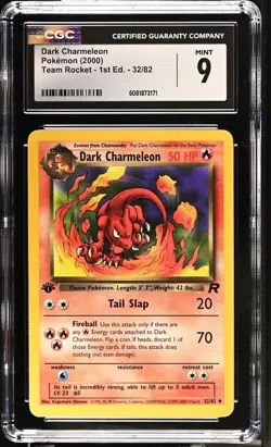 CGC 9 MINT Dark Charmeleon Team Rocket 1st Edition 32/82 Pokemon Card - Image 1