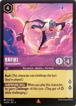 55/204 RAFIKI SHAMAN DUELIST SHIMMERING SKIES RARE DISNEY LORCANA CARD - Image 1