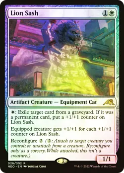 MTG FOIL Lion Sash - Kamigawa: Neon Dynasty #026 - Image 1