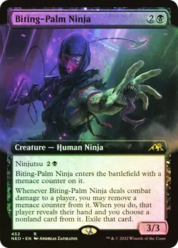 MTG FOIL Biting-Palm Ninja Extended Art - Kamigawa: Neon Dynasty #452 - Image 1