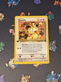 Pokemon Cards Meowth 62/82 Team Rocket FIRST EDITION WOTC - (LP) - Image 1