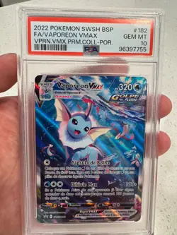 **Portuguese VER** PSA 10 Pokemon Premium Collection Promo Vaporeon VMAX SWSH182 - Image 1