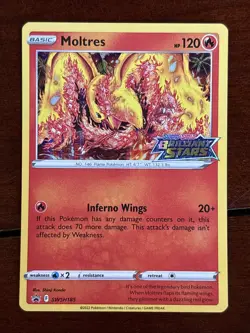 Pokemon Brilliant Stars Moltres SWSH185 Promo Prerelease Stamped Holo - Image 1
