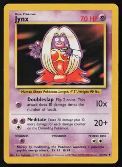 Pokemon Vintage Jynx 031/102 Base Set Non-Holo - HP / DMG - Image 1