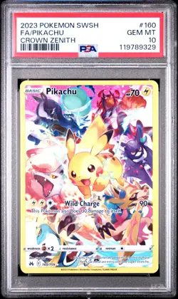 2023 POKEMON SWORD AND SHIELD CROWN ZENITH 160 FULL ART PIKACHU PSA 10 - Image 1