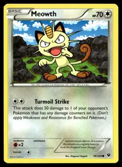 Meowth Common XY Fates Collide 74/124 Moderately Played Buy 10 Get 10 Free - Image 1