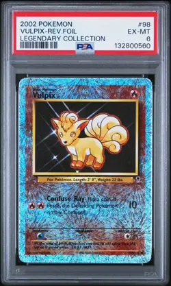 2002 Pokemon Legendary Collection Vulpix Reverse Foil 98/110 PSA 6 EX MT - Image 1