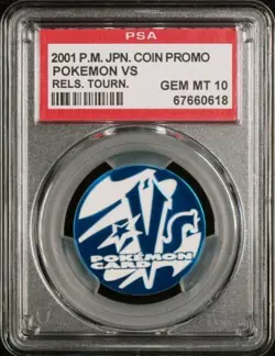 PSA 10 Gem Mint 2001 VS Tournament Prize Coin Blue Japanese Pokemon Coin - Image 1