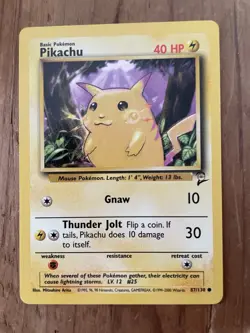 Pokemon TCG Pikachu 87/130 Base Set 2 NM Condition 1999 Vintage - Image 1