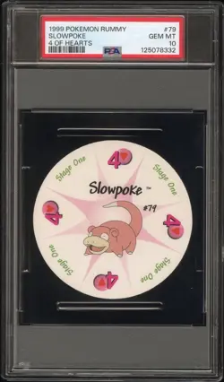 Slowpoke Pokemon Rummy Playing Card Poker 4, 5 Heart 1999 Nintendo WOTC PSA 9-10 - Image 1