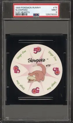 Slowpoke Pokemon Rummy Playing Card Poker 4, 5 Heart 1999 Nintendo WOTC PSA 9-10 - Image 3