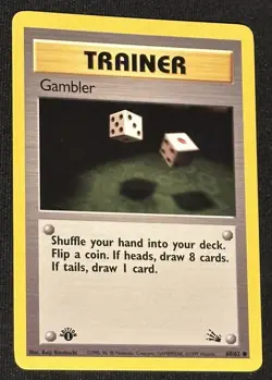 1st Edition Trainer Gambler 60/62 Pokemon Card - Image 1