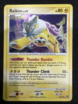 Pokemon 2007 Raikou Diamond Pearl Secret Wonders Holo Card - Image 1
