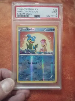 2016 POKEMON XY Shellos #28 Reverse Foil Steam Siege PSA MINT 9 Graded Card HTF - Image 1