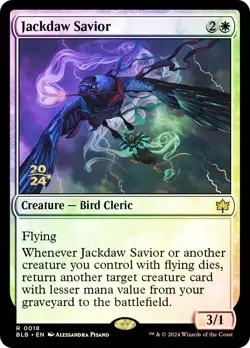 MTG FOIL Jackdaw Savior Prerelease Bloomburrow - Promo: Date Stamped #018 - Image 1